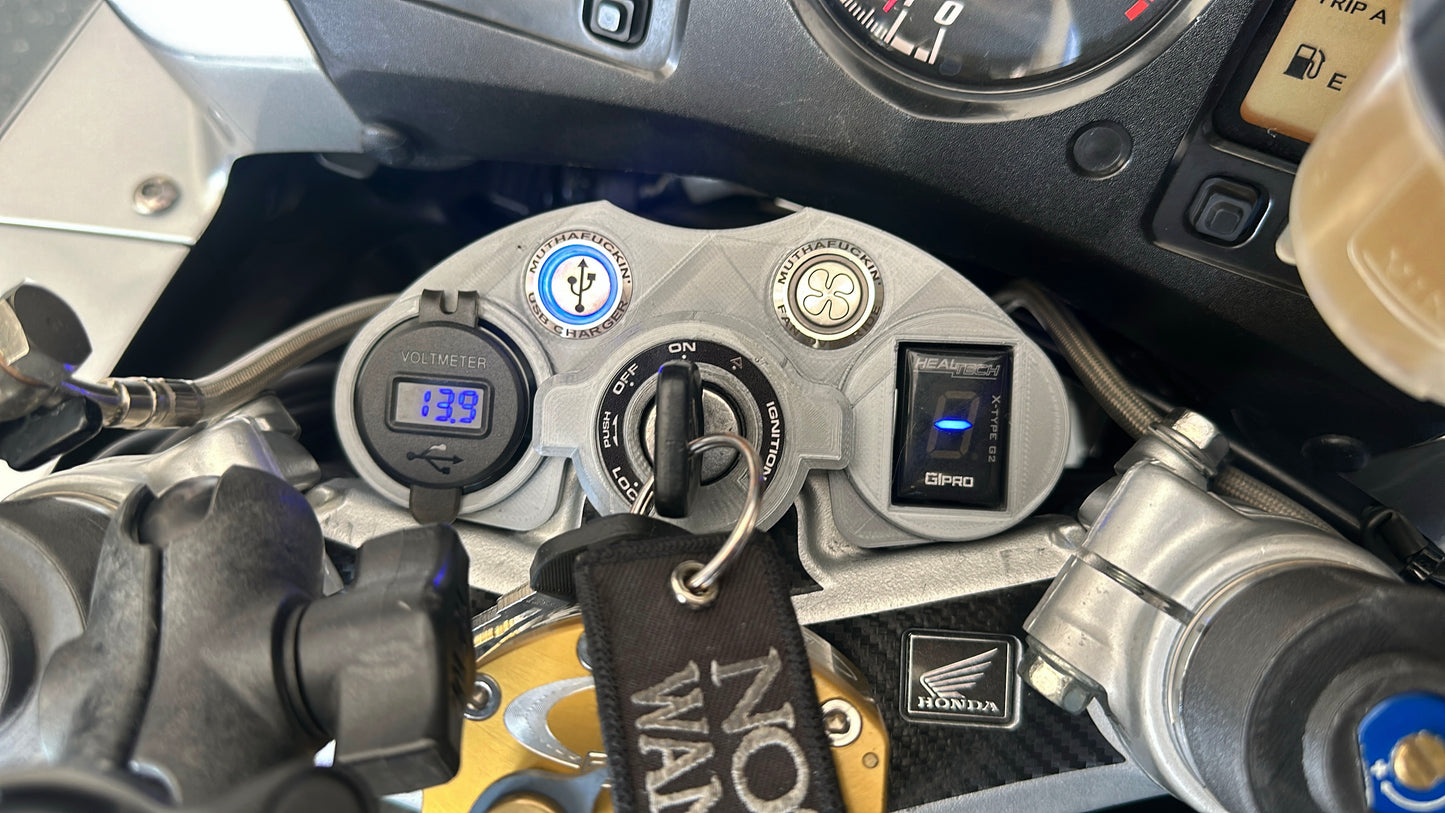 6th Gen (2002-2009) Honda VFR800 Gear Indicator/Charging Bracket, With Button Holes, Single Color